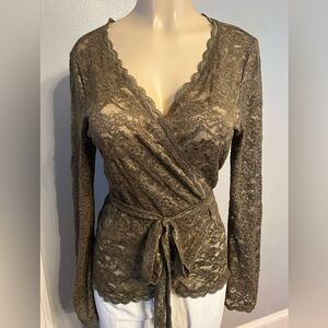 Victoria’s Secret Wrap Lace Long Sleeve Top